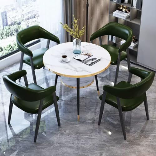 HCZKIUJY Büro Empfangsraum Club Tisch und Stuhl Set, Verhandlungstisch und Stuhl Set, Runder Konferenztisch für 4, 1 Tisch 4 Stühle für Hotel Lobby Coffee Shop von HCZKIUJY