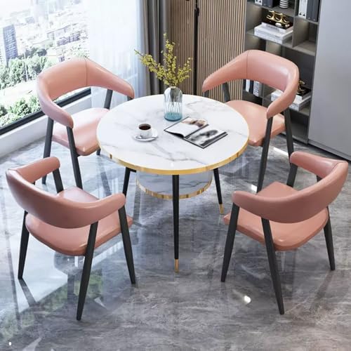 HCZKIUJY Büro Empfangsraum Club Tisch und Stuhl Set, Verhandlungstisch und Stuhl Set, Runder Konferenztisch für 4, 1 Tisch 4 Stühle für Hotel Lobby Coffee Shop von HCZKIUJY