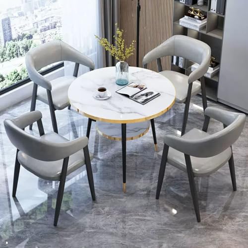 HCZKIUJY Büro Empfangsraum Club Tisch und Stuhl Set, Verhandlungstisch und Stuhl Set, Runder Konferenztisch für 4, 1 Tisch 4 Stühle für Hotel Lobby Coffee Shop von HCZKIUJY