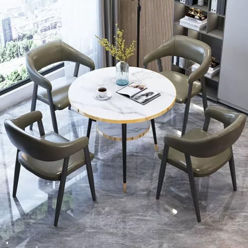 HCZKIUJY Büro Empfangsraum Club Tisch und Stuhl Set, Verhandlungstisch und Stuhl Set, Runder Konferenztisch für 4, 1 Tisch 4 Stühle für Hotel Lobby Coffee Shop von HCZKIUJY