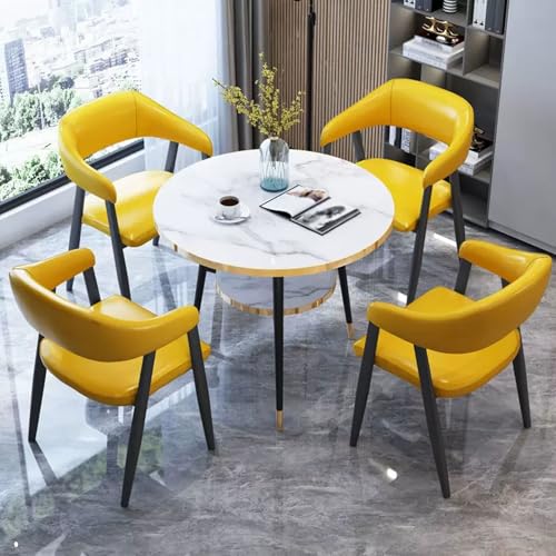 HCZKIUJY Büro Empfangsraum Club Tisch und Stuhl Set, Verhandlungstisch und Stuhl Set, Runder Konferenztisch für 4, 1 Tisch 4 Stühle für Hotel Lobby Coffee Shop von HCZKIUJY
