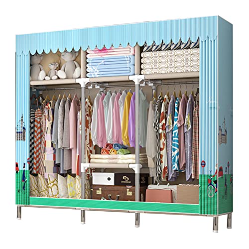 HCZKIUJY Canvas-Kleiderschrank, tragbarer Schrank-Organizer, Stoff-Kleiderschrank mit Kleiderstange, Regale, faltbarer Schrank für Schlafzimmer, robust und langlebig, A-163 x 45 x 172 cm von HCZKIUJY