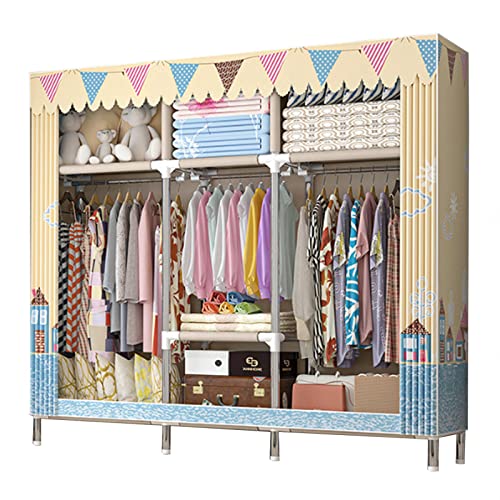 HCZKIUJY Canvas-Kleiderschrank, tragbarer Schrank-Organizer, Stoff-Kleiderschrank mit Kleiderstange, Regale, faltbarer Schrank für Schlafzimmer, robust und langlebig, A-163 x 45 x 172 cm von HCZKIUJY