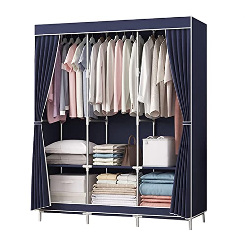 HCZKIUJY Canvas-Kleiderschrank, tragbarer Stoff-Kleiderschrank mit Kleiderstange und Regalen, Kleiderschrank-Organizer für Schlafzimmer, Rot, 128 x 45 x 170 cm von HCZKIUJY