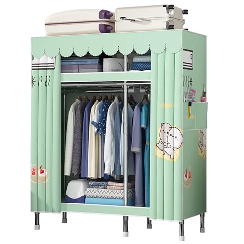 HCZKIUJY Canvas Wardrobe,Cloth Wardrobe Closet for Hanging Clothes,123x45x170cm,With Hanging Rails Compartments Fabric Wardrobes for Bedroom,Teal HCZKIUJY Canvas Wardrobe,Cloth Wardrobe Closet for Hanging Clothes,123x45x170cm,With Hanging Rails Compartments Fabric Wardrobes for Bedroom,Teal von HCZKIUJY