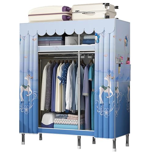 HCZKIUJY Canvas Wardrobe,Cloth Wardrobe Closet for Hanging Clothes,123x45x170cm,With Hanging Rails Compartments Fabric Wardrobes for Bedroom,Teal HCZKIUJY Canvas Wardrobe,Cloth Wardrobe Closet for Hanging Clothes,123x45x170cm,With Hanging Rails Compartments Fabric Wardrobes for Bedroom,Teal von HCZKIUJY
