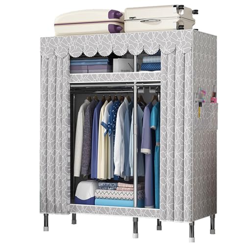 HCZKIUJY Canvas Wardrobe,Cloth Wardrobe Closet for Hanging Clothes,123x45x170cm,With Hanging Rails Compartments Fabric Wardrobes for Bedroom,Teal HCZKIUJY Canvas Wardrobe,Cloth Wardrobe Closet for Hanging Clothes,123x45x170cm,With Hanging Rails Compartments Fabric Wardrobes for Bedroom,Teal von HCZKIUJY