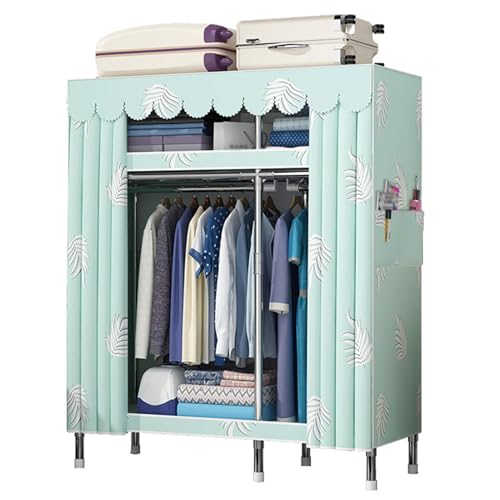 HCZKIUJY Canvas Wardrobe,Cloth Wardrobe Closet for Hanging Clothes,123x45x170cm,With Hanging Rails Compartments Fabric Wardrobes for Bedroom,Teal HCZKIUJY Canvas Wardrobe,Cloth Wardrobe Closet for Hanging Clothes,123x45x170cm,With Hanging Rails Compartments Fabric Wardrobes for Bedroom,Teal von HCZKIUJY