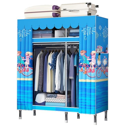 HCZKIUJY Canvas Wardrobe,Cloth Wardrobe Closet for Hanging Clothes,123x45x170cm,With Hanging Rails Compartments Fabric Wardrobes for Bedroom,Teal HCZKIUJY Canvas Wardrobe,Cloth Wardrobe Closet for Hanging Clothes,123x45x170cm,With Hanging Rails Compartments Fabric Wardrobes for Bedroom,Teal von HCZKIUJY