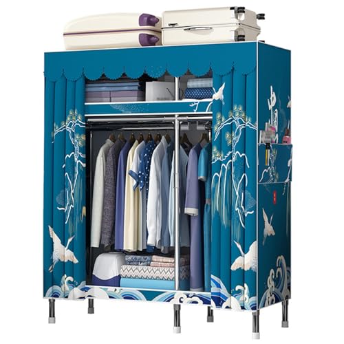 HCZKIUJY Canvas Wardrobe,Cloth Wardrobe Closet for Hanging Clothes,123x45x170cm,With Hanging Rails Compartments Fabric Wardrobes for Bedroom,Teal HCZKIUJY Canvas Wardrobe,Cloth Wardrobe Closet for Hanging Clothes,123x45x170cm,With Hanging Rails Compartments Fabric Wardrobes for Bedroom,Teal von HCZKIUJY