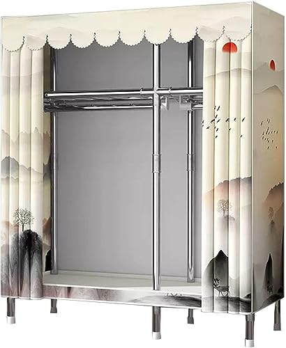 HCZKIUJY Canvas Wardrobe Portable Wardrobe,Foldable Clothes Closet With Hanging Rail,Fabric Wardrobe for Bedroom,Living Room,C-125x45x170cm von HCZKIUJY