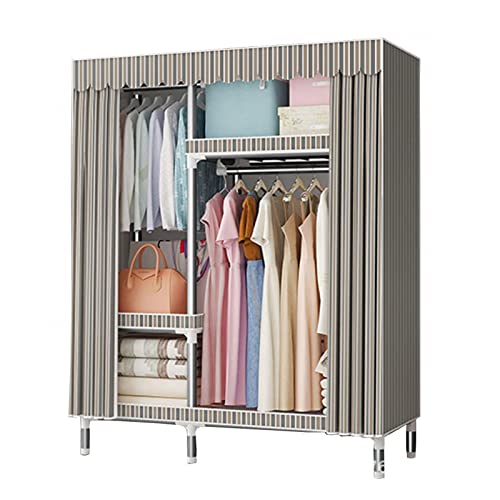 HCZKIUJY Canvas Wardrobe Portable Wardrobe Shelves,Clothes Closet Storage Organizer With Hanging Rail,Shelves,Fabric Wardrobe for Bedroom,Living Room,D-106X45X170CM von HCZKIUJY