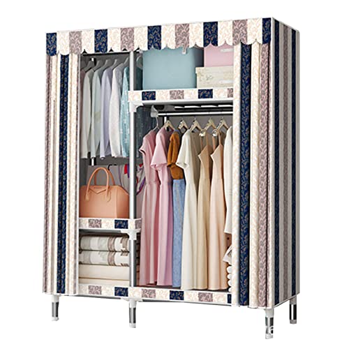 HCZKIUJY Canvas Wardrobe Portable Wardrobe Shelves,Clothes Closet Storage Organizer With Hanging Rail,Shelves,Fabric Wardrobe for Bedroom,Living Room,D-106X45X170CM von HCZKIUJY