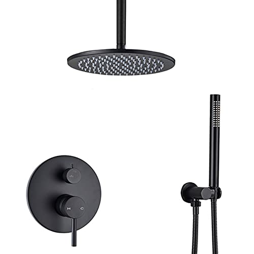 HCZKIUJY Decken-Duschsystem, Badezimmer-Regendusch-Kombi-Set mit Hochdruck-Duschkopf und Handbrause, Doppelfunktions-Duscharmatur-Set (30,5 cm) von HCZKIUJY