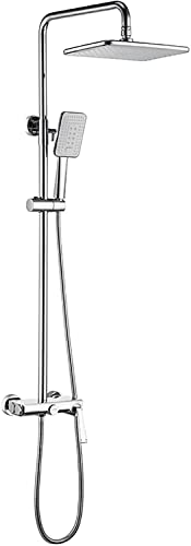 HCZKIUJY Duschset mit Duschkopf Brauseschlauch Duscharmatur Set Wandmontage Dusche Combo Set Einhandgriff Regendusche Set mit 3 Modi Handbrause, Wannenauslauf (Chrom) von HCZKIUJY