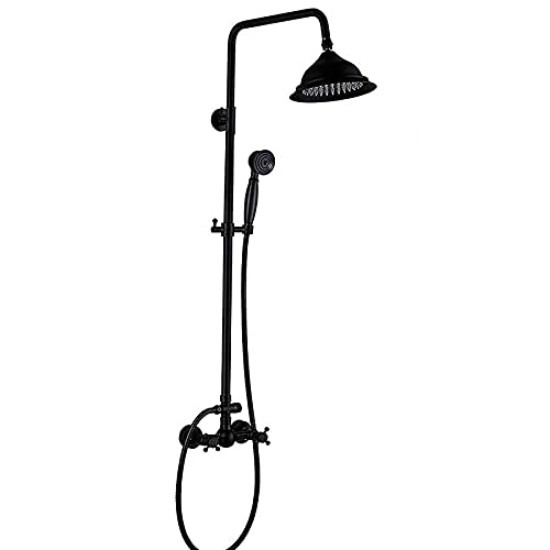 HCZKIUJY Duschsystem Antik Bronze Duscharmatur Set Höhenverstellbar Dusche Combo Set mit Handbrause und 8 Zoll Regenduschkopf Badewanne und Duschverkleidung Kit, 2 Funktionen (Typ B) von HCZKIUJY