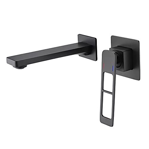 HCZKIUJY Duschsystem Wandmontiertes Duscharmatur-Set mit Wannenauslauf und Handsprüher Dusch-Kombi-Set 30,5 cm Regenduschkopf Einhandwanne und Duschverkleidung Kit mit Duschstange (Schwarz) von HCZKIUJY