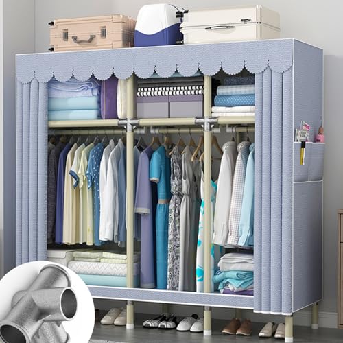 HCZKIUJY Faltbarer Kleiderschrank, Stoffschränke für Schlafzimmer, tragbarer Kleideraufbewahrungs-Organizer, faltbarer Schrankschrank, tragbare Kleiderregale mit Kleiderstange, Gelb von HCZKIUJY