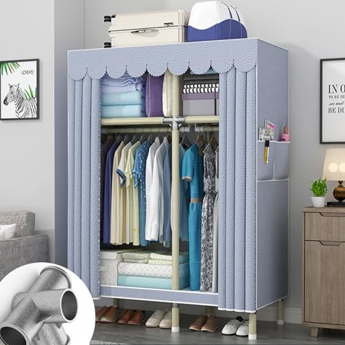 HCZKIUJY Faltbarer Kleiderschrank, Stoffschränke für Schlafzimmer, tragbarer Kleideraufbewahrungs-Organizer, faltbarer Schrankschrank, tragbare Kleiderregale mit Kleiderstange, Gelb von HCZKIUJY