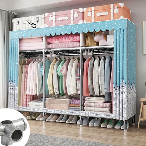 HCZKIUJY Faltbarer Kleiderschrank, tragbarer Kleiderschrank, Kleiderstangen, Kleiderschrank-Organizer, Kleider-Organizer, Kleider-Hängeschrank, Kleiderschrank für Zuhause mit Kleiderstangen von HCZKIUJY