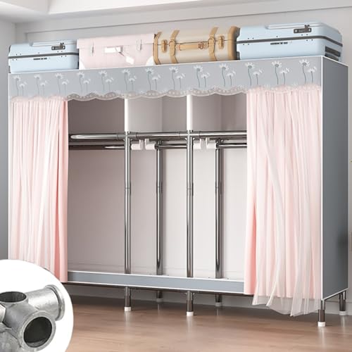 HCZKIUJY Faltbarer Kleiderschrank, tragbarer Kleiderschrank, Kleiderstangen, Kleiderschrank-Organizer, Kleider-Organizer, Kleider-Hängeschrank, Kleiderschrank für Zuhause mit Kleiderstangen von HCZKIUJY