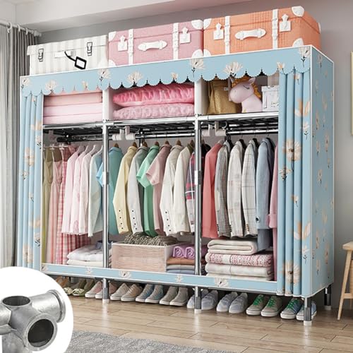 HCZKIUJY Faltbarer Kleiderschrank, tragbarer Kleiderschrank, Kleiderstangen, Kleiderschrank-Organizer, Kleider-Organizer, Kleider-Hängeschrank, Kleiderschrank für Zuhause mit Kleiderstangen von HCZKIUJY
