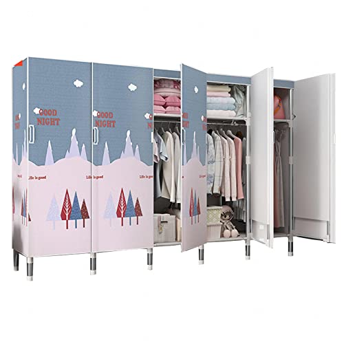 HCZKIUJY Kleiderschrank, Segeltuch, großer Stoffkleiderschrank mit Kleiderstange, Regalen, Stoffbezug, für Schlafzimmer, Wohnzimmer, D-205 x 50 x 172 cm von HCZKIUJY