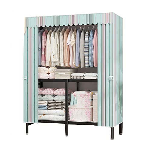 HCZKIUJY Kleiderschrank, Segeltuch-Kleiderschrank, faltbarer Schrank mit Kleiderstange, Regale, Stoffgarderobe für Schlafzimmer, Wohnzimmer, B-80 x 45 x 167 cm von HCZKIUJY