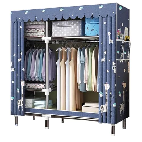HCZKIUJY Kleiderschrank, Segeltuch-Kleiderschrank für Schlafzimmer, Kleiderschrank, Aufbewahrungs-Organizer mit Kleiderstange, Regalen, Stoffbezug, C-130 x 45 x 170 cm von HCZKIUJY