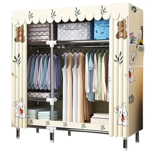 HCZKIUJY Kleiderschrank, Segeltuch-Kleiderschrank für Schlafzimmer, Kleiderschrank, Aufbewahrungs-Organizer mit Kleiderstange, Regalen, Stoffbezug, C-130 x 45 x 170 cm von HCZKIUJY