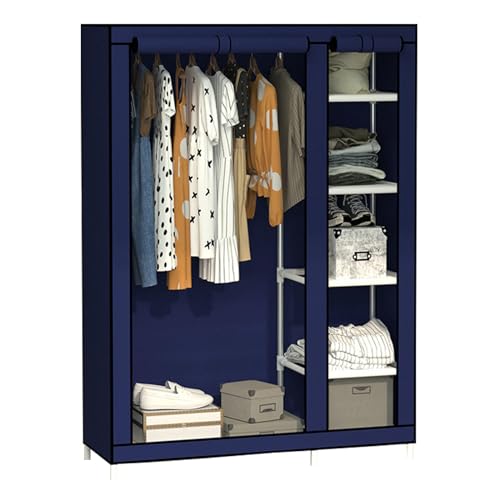 HCZKIUJY Kleiderschrank, Segeltuch-Kleiderschrank für Schlafzimmer, tragbare Kleiderregale mit Kleiderstange und Stoffbezug, faltbarer Schrank für Wohnzimmer, Rot von HCZKIUJY