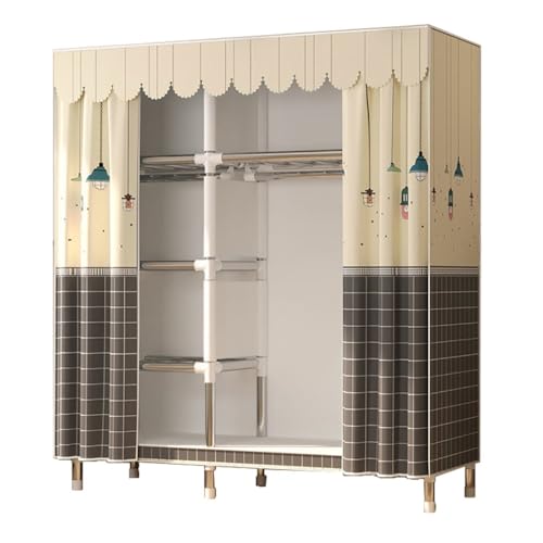 HCZKIUJY Kleiderschrank, tragbarer Kleiderschrank, Metallgarderobe, freistehender Kleiderschrank mit Oxford-Stoffbezug, 108 x 45 x 170 cm, Kleiderschrank von HCZKIUJY