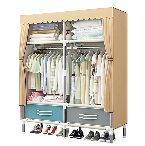 HCZKIUJY Kleiderschrank-Kombinations-Kleiderschrank, tragbarer Kleiderschrank, Stahlrohr, freistehend, Stoffschrank, Organizer, Kleideraufbewahrung, Organizer, Kleiderschränke von HCZKIUJY