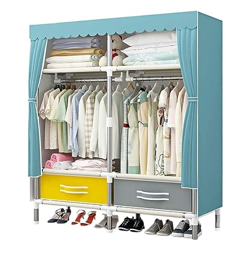 HCZKIUJY Kleiderschrank-Kombinations-Kleiderschrank, tragbarer Kleiderschrank, Stahlrohr, freistehend, Stoffschrank, Organizer, Kleideraufbewahrung, Organizer, Kleiderschränke von HCZKIUJY