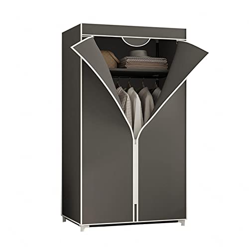 HCZKIUJY Kleiderschrank aus Segeltuch, tragbare Kleiderregale mit Kleiderstange, Regalen, Stoffbezug, Kleiderschrank-Organizer, Rot, 150 x 55 x 45 cm von HCZKIUJY