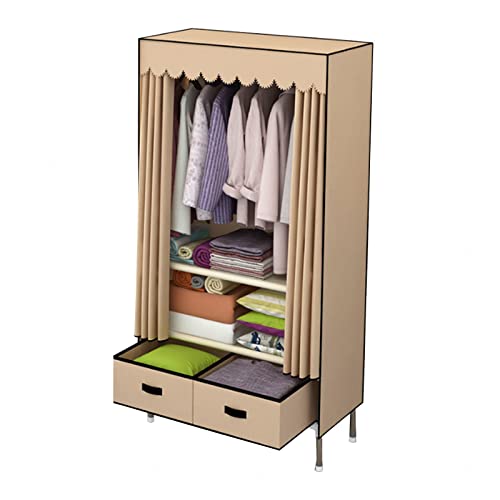HCZKIUJY Kleiderschrank aus Segeltuch, tragbare Kleiderregale mit Kleiderstange, Regalen und Schubladen, Stoff-Kleiderschrank-Organizer für Schlafzimmer, Rosa, 83 x 45 x 168 cm von HCZKIUJY