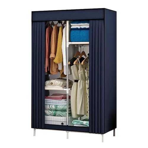 HCZKIUJY Kleiderschrank aus Segeltuch, tragbarer Kleiderschrank, Aufbewahrungs-Organizer mit Kleiderstange, Stoffschrank für Schlafzimmer, Wohnzimmer, Grau, 86 x 45 x 170 cm von HCZKIUJY