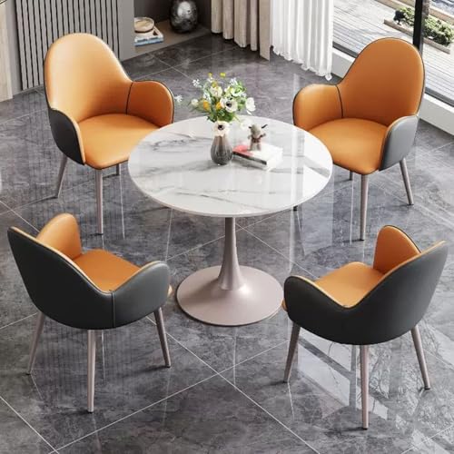 HCZKIUJY Kleiner Konferenzraum Verhandlungstisch Sets, 80.0 cm Büro Empfangsraum Club Tisch, Büro Empfang Runder Tisch und Loungesessel Set, 1 Tisch und 4 Stuhl, Geeignet für Lounge HCZKIUJY Kleiner Konferenzraum Verhandlungstisch Sets, 80.0 cm Büro Empfangsraum Club Tisch, Büro Empfang Runder Tisch und Loungesessel Set, 1 Tisch und 4 Stuhl, Geeignet für Lounge von HCZKIUJY