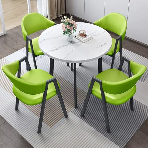 HCZKIUJY Kleiner Konferenzraum Verhandlungstisch Sets Büro Empfangsraum Club Tisch Couchtisch und Stuhl Set mit 4 Hochlehner PU Leder Stühlen für Zuhause Küche Büro von HCZKIUJY