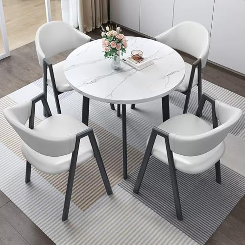 HCZKIUJY Kleiner Konferenzraum Verhandlungstisch Sets Büro Empfangsraum Club Tisch Couchtisch und Stuhl Set mit 4 Hochlehner PU Leder Stühlen für Zuhause Küche Büro von HCZKIUJY