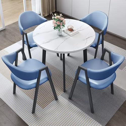 HCZKIUJY Kleiner Konferenzraum Verhandlungstisch Sets Büro Empfangsraum Club Tisch Couchtisch und Stuhl Set mit 4 Hochlehner PU Leder Stühlen für Zuhause Küche Büro von HCZKIUJY