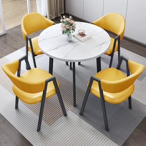 HCZKIUJY Kleiner Konferenzraum Verhandlungstisch Sets Büro Empfangsraum Club Tisch Couchtisch und Stuhl Set mit 4 Hochlehner PU Leder Stühlen für Zuhause Küche Büro von HCZKIUJY