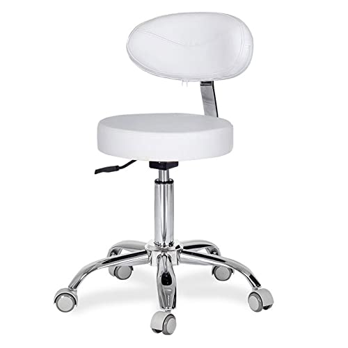 HCZKIUJY Mobiler Stuhl, Krankenschwesterhocker, Rückenlehne, Leder und medizinische Räder, höhenverstellbar, für Studio, Büro von HCZKIUJY