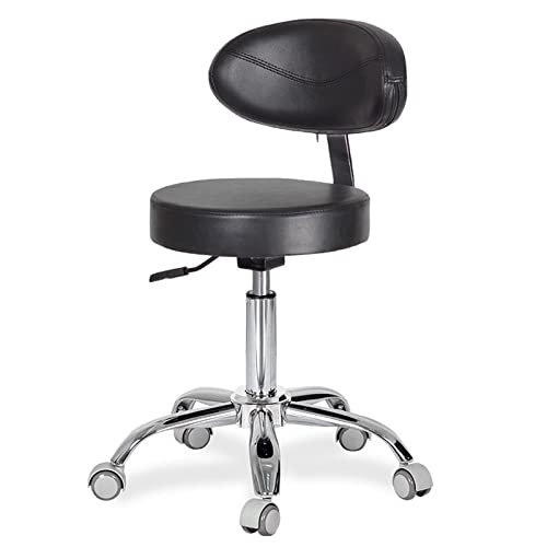 HCZKIUJY Mobiler Stuhl, Krankenschwesterhocker, Rückenlehne, Leder und medizinische Räder, höhenverstellbar, für Studio, Büro von HCZKIUJY