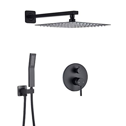 HCZKIUJY Regenduschsystem, 2 Funktionen Badezimmer Dusche Wasserhahn Set Wandmontage Schwarz Dusche Combo Set mit Duschkopf, Handbrause (10 Zoll) von HCZKIUJY