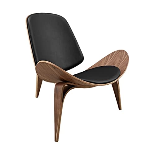 HCZKIUJY Stühle Dreibein Muschelstuhl Esche Sperrholz Schwarz Kunstleder Wohnzimmermöbel Moderne Muschelstuhl Nachbildung HCZKIUJY Stühle Dreibein Muschelstuhl Esche Sperrholz Schwarz Kunstleder Wohnzimmermöbel Moderne Muschelstuhl Nachbildung von HCZKIUJY