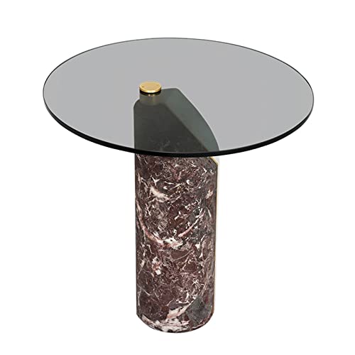 HCZKIUJY Tisch Design Couchtisch aus gehärtetem Glas, moderner Marmorsockel, runder Beistelltisch für Wohnzimmermöbel von HCZKIUJY