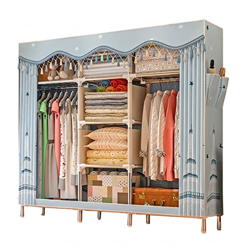 HCZKIUJY Tragbarer Kleiderschrank aus Segeltuch, faltbarer Kleiderschrank, Aufbewahrungs-Organizer für Schlafzimmer, Stoffschrank mit Kleiderstange, E-84 x 46 x 172 cm von HCZKIUJY