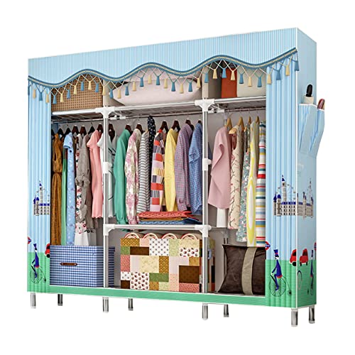 HCZKIUJY Tragbarer Kleiderschrank aus Segeltuch, faltbarer Kleiderschrank, Aufbewahrungs-Organizer für Schlafzimmer, Stoffschrank mit Kleiderstange, E-84 x 46 x 172 cm von HCZKIUJY