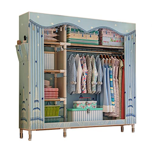 HCZKIUJY Tragbarer Kleiderschrank aus Segeltuch, faltbarer Kleiderschrank, Aufbewahrungs-Organizer für Schlafzimmer, Stoffschrank mit Kleiderstange, E-84 x 46 x 172 cm von HCZKIUJY